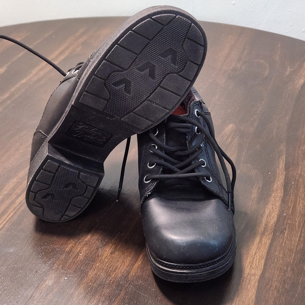 Harley Davidson Chunky Platform Motorcycle Shoes Lace Up Black Leather Womens 8 - Picture 10 of 11